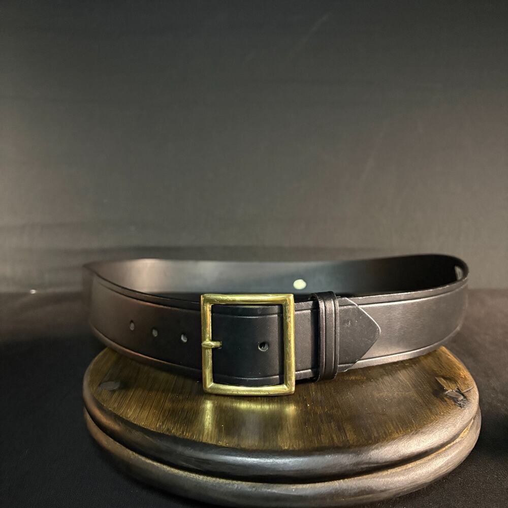 Premier Garrison Uniform Belt Size 50" Plain Black Leather Gold Brass PL1613U